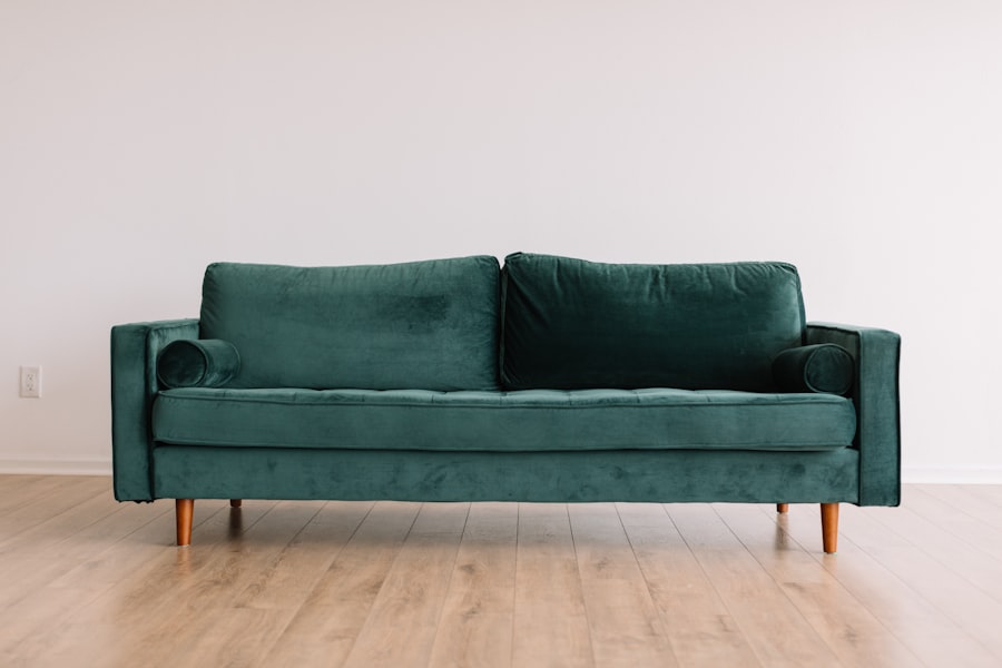 Sofa with comfortable decorative cushions