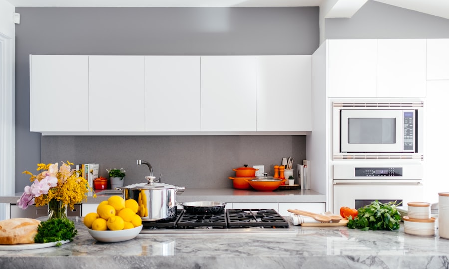 Modern kitchen with organized kitchenware